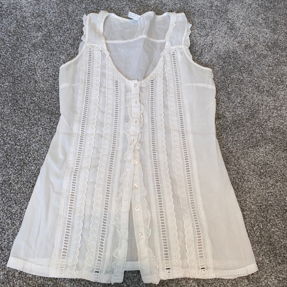 White Button Up Tank Top